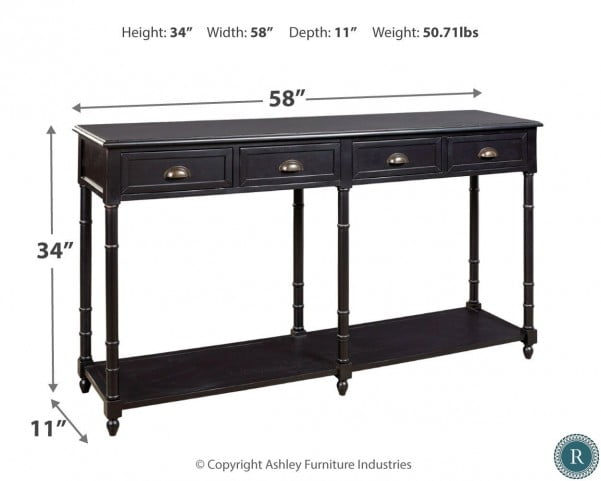 Eirdale Black Console Sofa Table From Ashley Coleman Furniture