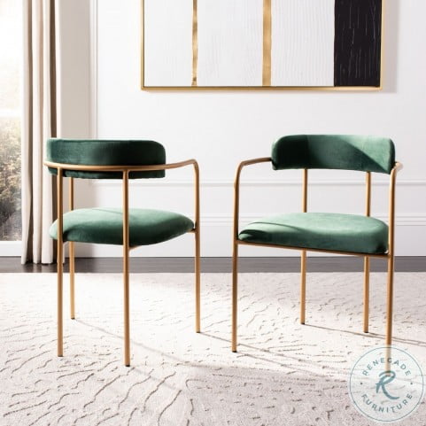 Camille Malachite Green Velvet And Gold Side Chair Set Of 2 From Safavieh Coleman Furniture