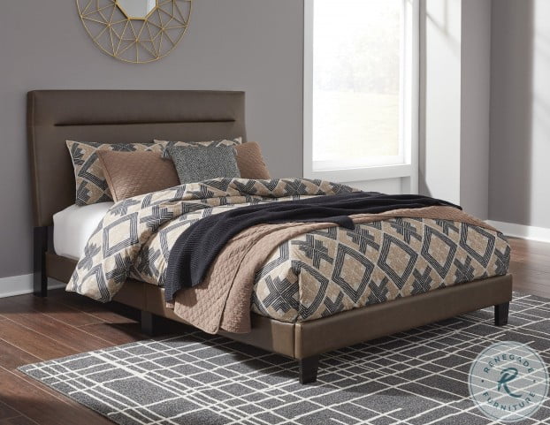 Signature Design by Ashley Adelloni Upholstered Platform Bed Frame King Brown