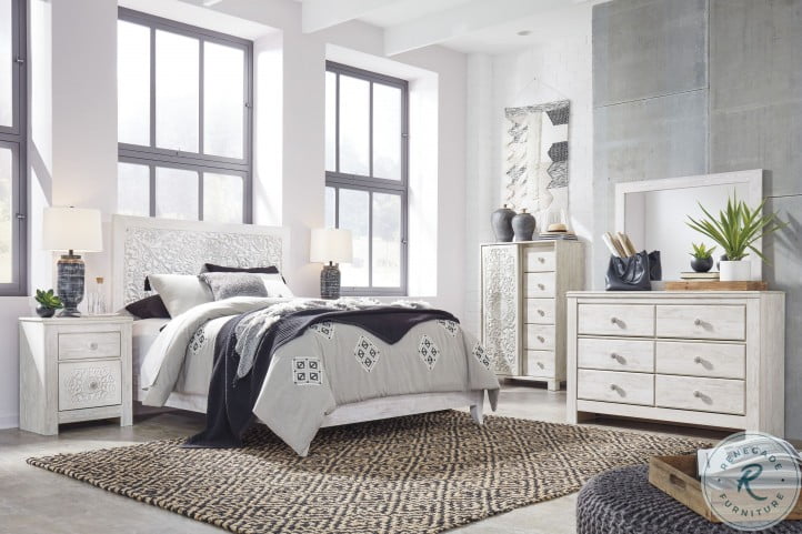 Paxberry Whitewash Queen Panel Bed From Ashley Coleman Furniture