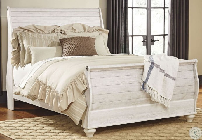 Willowton Whitewash King Sleigh Bed From Ashley Coleman Furniture