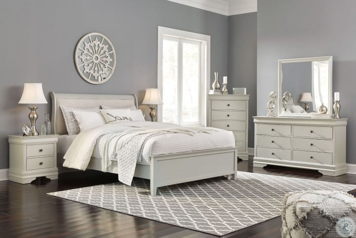 Jorstad Gray Upholstered Sleigh Bedroom Set From Ashley Coleman Furniture