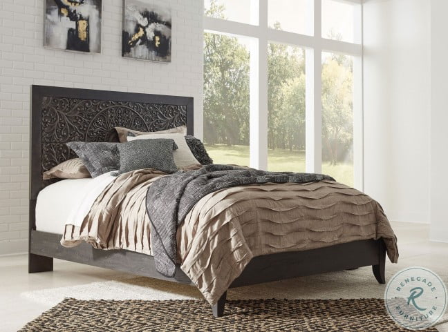 Paxberry Vintage Aged Black And Brown Panel Bedroom Set ...