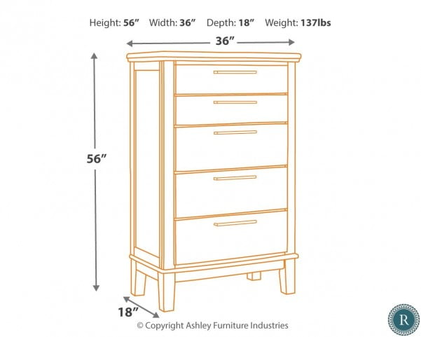Ralene Medium Brown 5 Drawer Chest from Ashley | Coleman ...