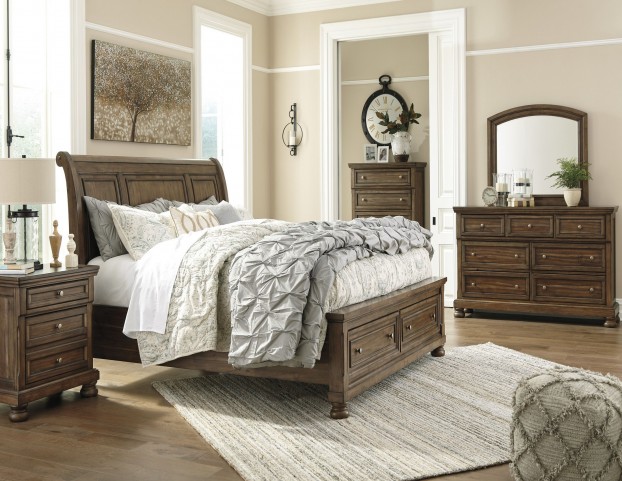 Flynnter Medium Brown Sleigh Storage Bedroom Set from ...