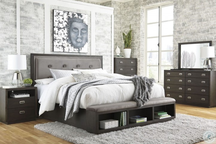 Hyndell Dark Brown Upholstered Platform Storage Bedroom Set From Ashley Coleman Furniture