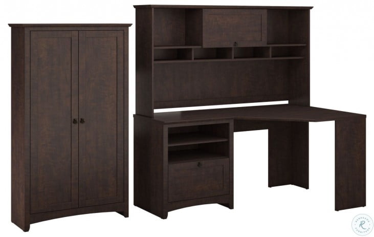 Buena Vista Madison Cherry Corner Desk Hutch With Tall Storage