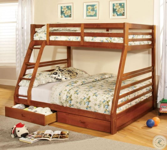 California Iii Oak 2 Drawer Twin Over Full Bunk Bed From Furniture