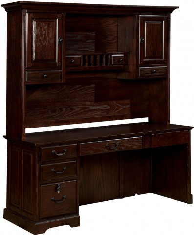 Tami Dark Walnut Credenza Desk With Hutch Cm Dk6384cdh Cd Pk Furniture Of America