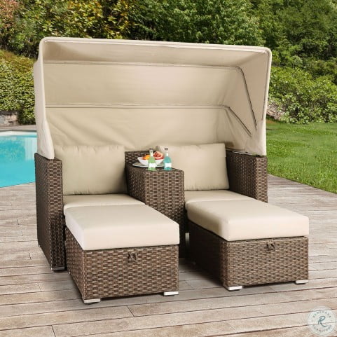 Ashvini Dark Brown And Beige Patio Set From Furniture Of America Coleman Furniture