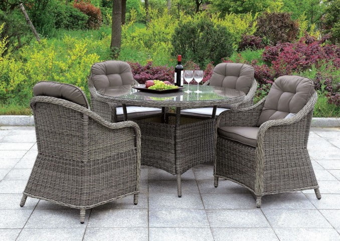 Canistota 47 Gray Round Outdoor Patio Dining Set From Furniture Of America Coleman Furniture