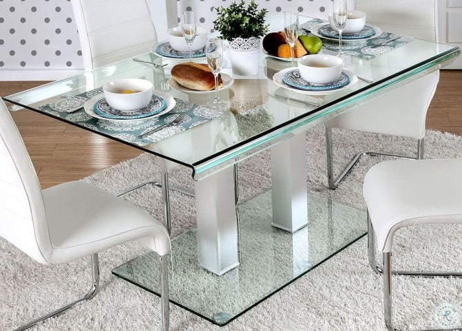 Richfield I Silver Rectangular Dining Table From Furniture Of America Coleman Furniture