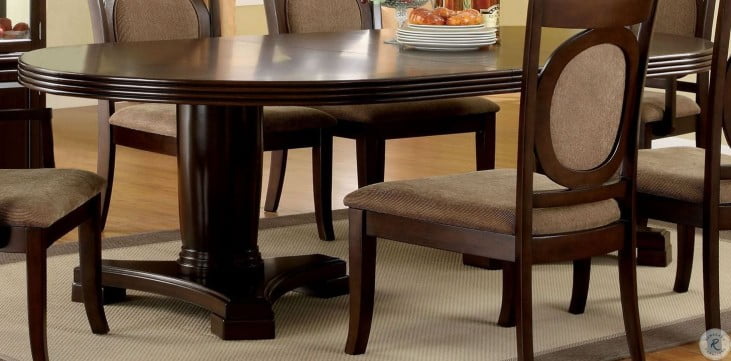 Evelyn Walnut Oval Extendable Pedestal Dining Table From Furniture Of America Cm3418t Table Coleman Furniture