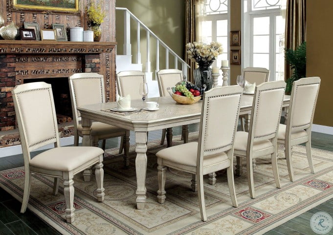 Holcroft Antique White Extendable Rectangular Leg Dining Table From Furniture Of America Coleman Furniture