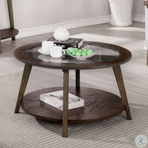 Uriel Dark Oak Coffee Table From Furniture Of America Coleman Furniture