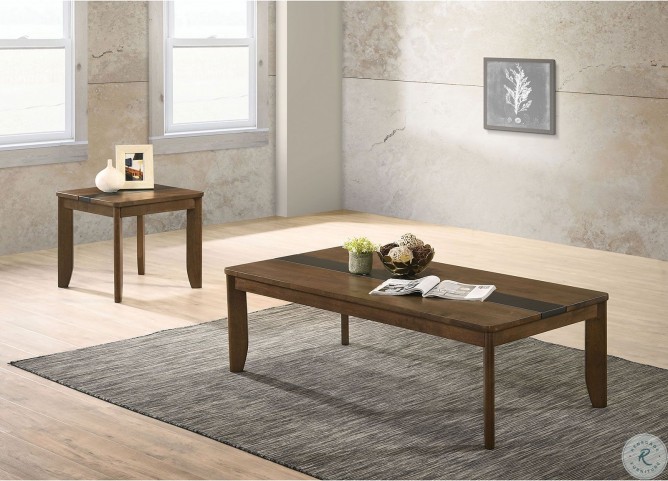 walnut effect light gray coffee table