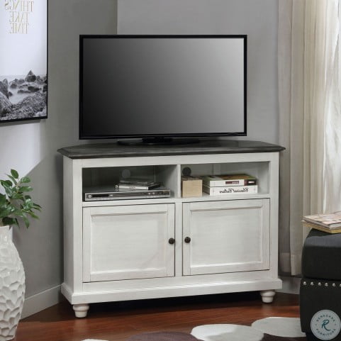 Palu White And Antique Gray Tv Console From Furniture Of America Coleman Furniture