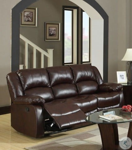 Winslow Rustic Brown Reclining Sofa From Furniture Of America