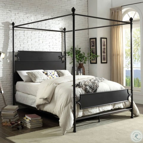 Beatrix Powder Coated Metal Queen Canopy Bed From Furniture Of America Coleman Furniture