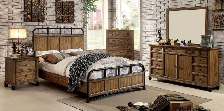Mcville Dark Oak Panel Bedroom Set From Furniture Of America Coleman Furniture