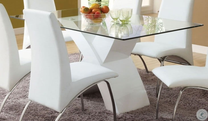 Wailoa White Glass Top Dining Room Set From Furniture Of America Coleman Furniture