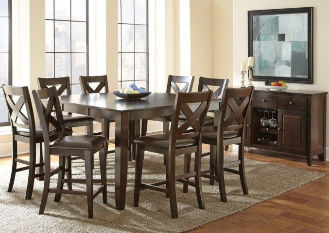 Crosspointe Espresso Cherry Extendable Counter Height Dining Room Set
