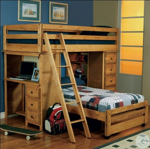 Wrangle Amber Wash Twin Over Twin Loft Bed From Coaster 460141 Coleman Furniture