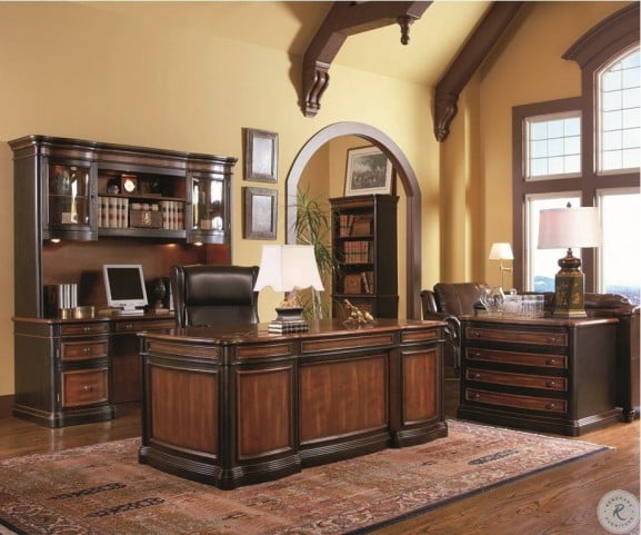 Gorman Espresso And Chestnut Executive Home Office Set From Coaster 80050 Coleman Furniture