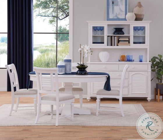 Cottage Traditions Clean White Cottage Pedestal Round Extendable Dining ...