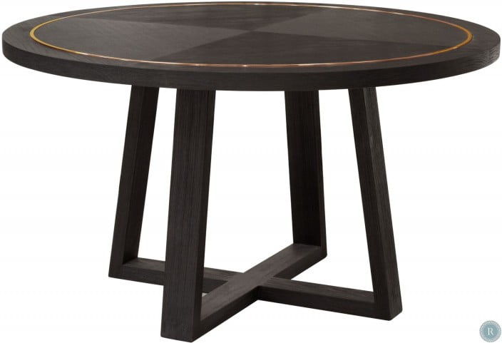 True Modern Minimalist Tuxedo Black Round Dining Table ...