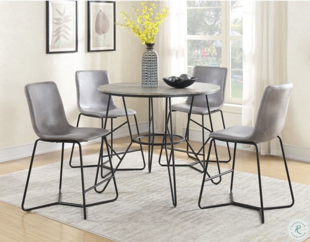 Emmett Stone Gray And Black Round Counter Height Dining Room Set