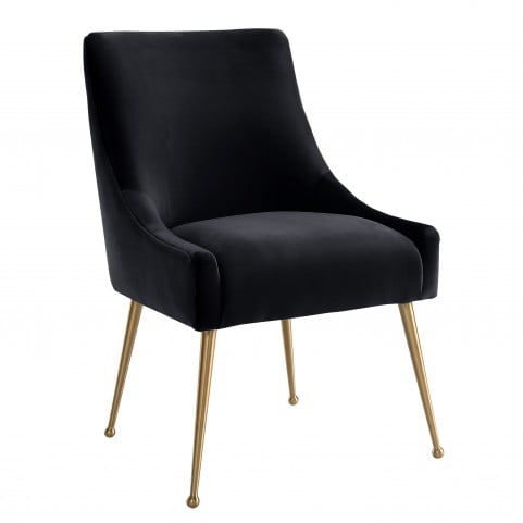 Beatrix Black Velvet Side Chair with Gold Legs from TOV ...