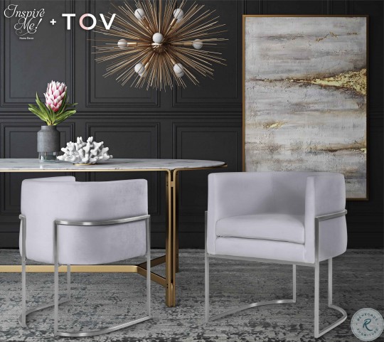Giselle Grey Velvet Dining Chair With Silver Base From Tov Coleman Furniture