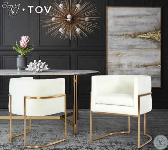 Giselle Cream Velvet Dining Chair With Gold Base From Tov Coleman Furniture