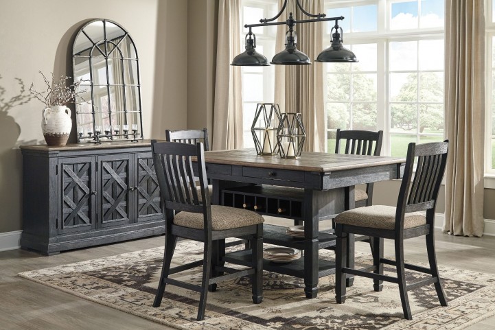 Tyler Creek Black And Gray Rectangular Counter Height Dining Room