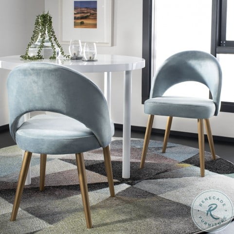 Giani Slate Blue Velvet And Gold Dining Chair Set Of 2 From Safavieh Coleman Furniture