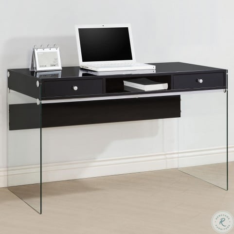 800830 Glossy Black Computer Desk From Coaster Coleman 800830 Glossy Black Computer Desk From