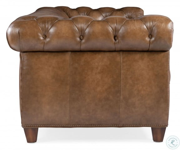Chester Dark Wood Finished Leather Tufted Stationary Sofa From Hooker Coleman Furniture