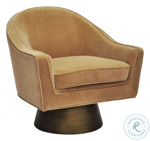 Dominic Camel Velvet Swivel Chair From Worlds Away Coleman Furniture