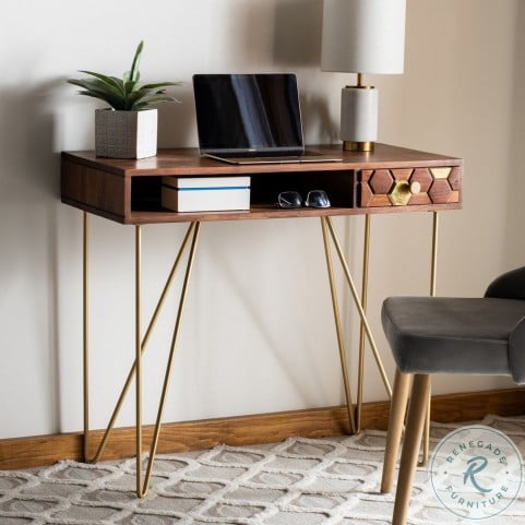 Raveena Natural Acaica And Walnut Desk From Safavieh Coleman Furniture