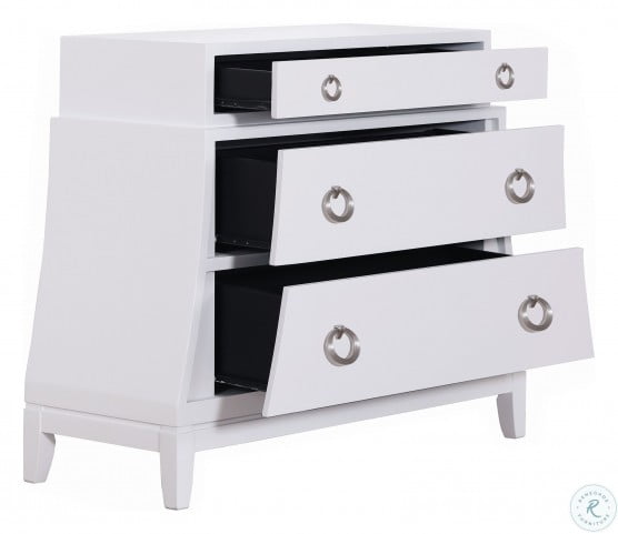 White Modern 3 Drawer Bombe Chest From Pulaski Coleman Furniture