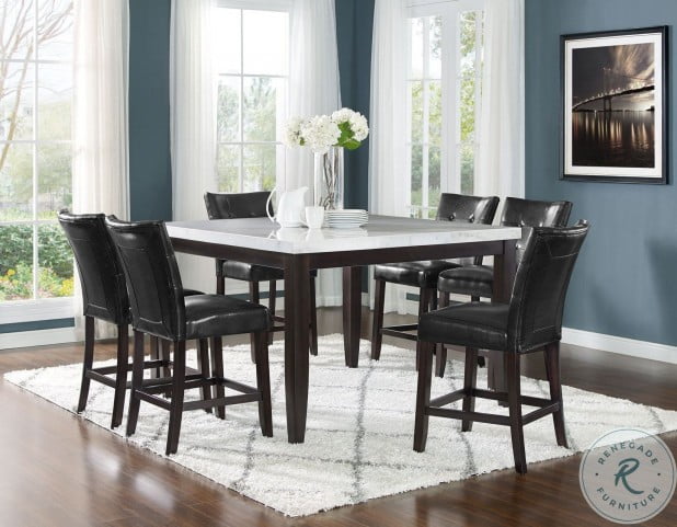 Francis White Marble Square Counter Height Dining Room Set From Steve Silver Coleman Furniture