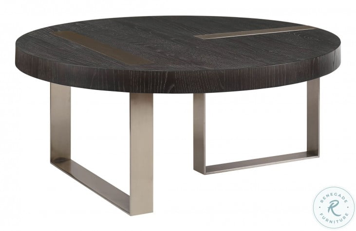 Converge Brushed Pewter and Ebony Round Coffee Table from Uttermost