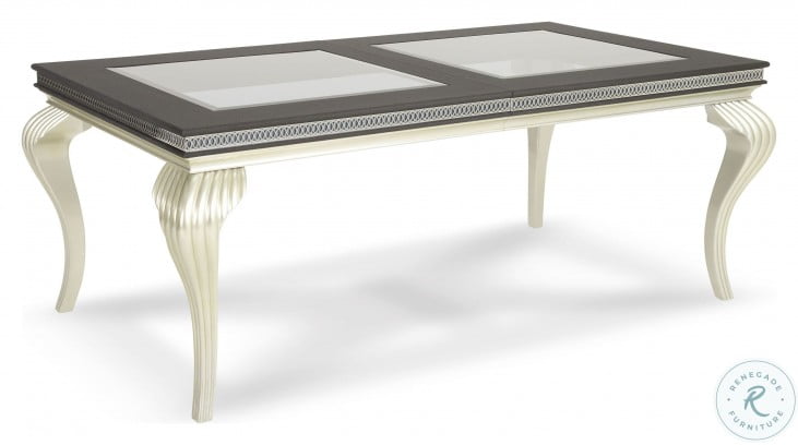 Hollywood Swank Caviar And Pearl Glass Top Dining Table From Aico Coleman Furniture