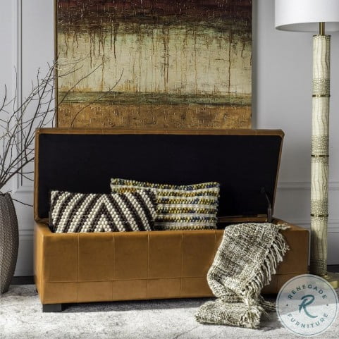 Manhattan Saddle Large Leather Storage Bench From Safavieh Coleman Furniture