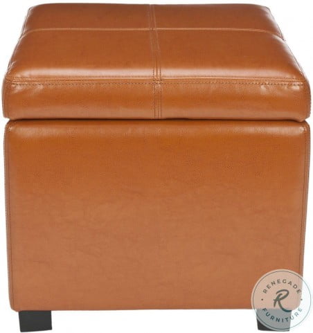 Madison Saddle Square Leather Ottoman From Safavieh Coleman Furniture