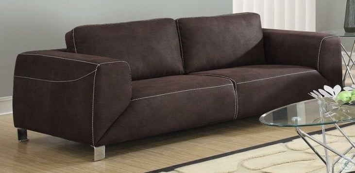 Chocolate Brown Tan Contrast Micro Suede Sofa From Monarch