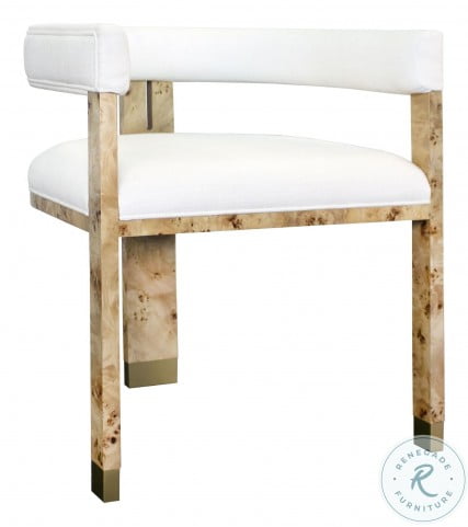 Jude Burl Wood And White Linen Modern Accent Chair From Worlds Away Coleman Furniture