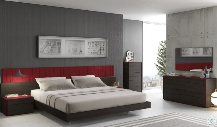 Lagos Red Wenge Lacquer Platform Bedroom Set From J M 17867250 Q Coleman Furniture