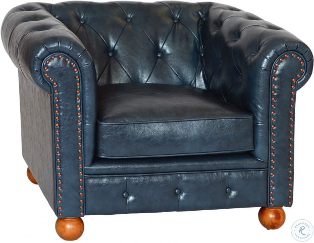Winston Antique Blue Bonded Leather Chair from Armen Living | Coleman Furniture